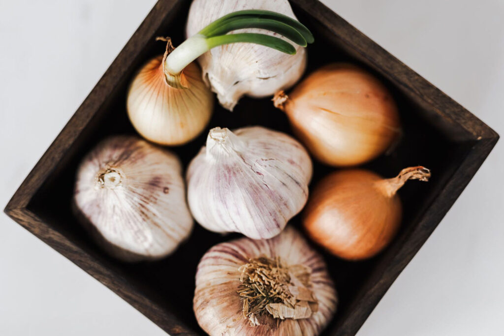 Onions and Garlic in a Bowl